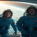 Ultra-realistic featured image of veteran astronauts Sunita Williams and Butch Wilmore floating inside the ISS with Earth visible through a panoramic window, symbolizing their heroic mission.
